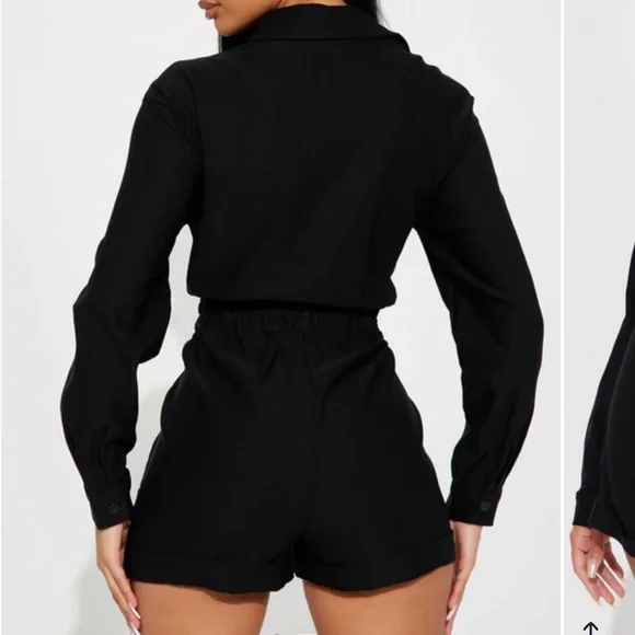 Fashion Nova Always My Way Long Sleeve Romper in Black. Small. NWT. - Picture 2 of 7